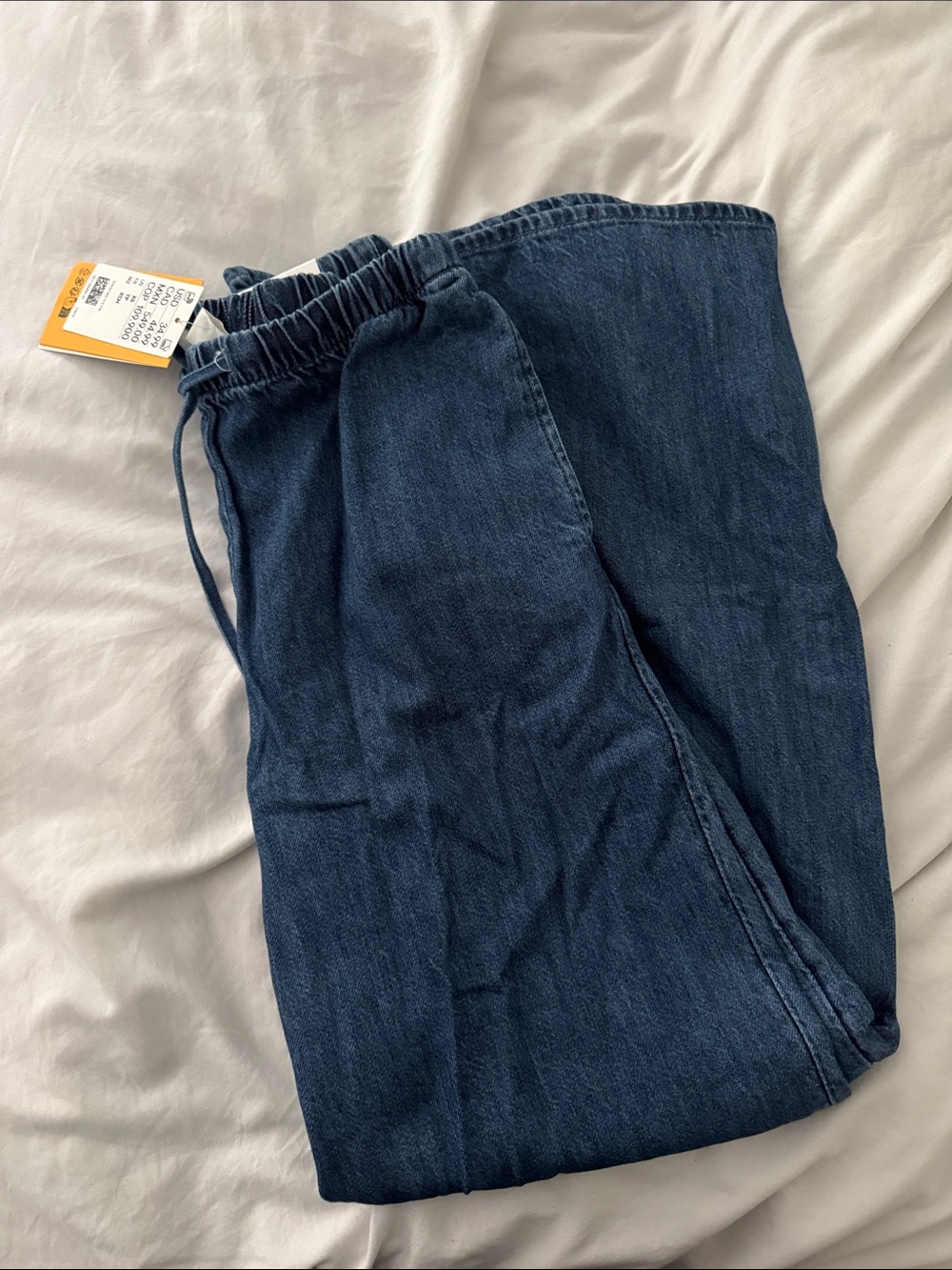 H&M Navy Blue Elastic Waist Denim Pants
